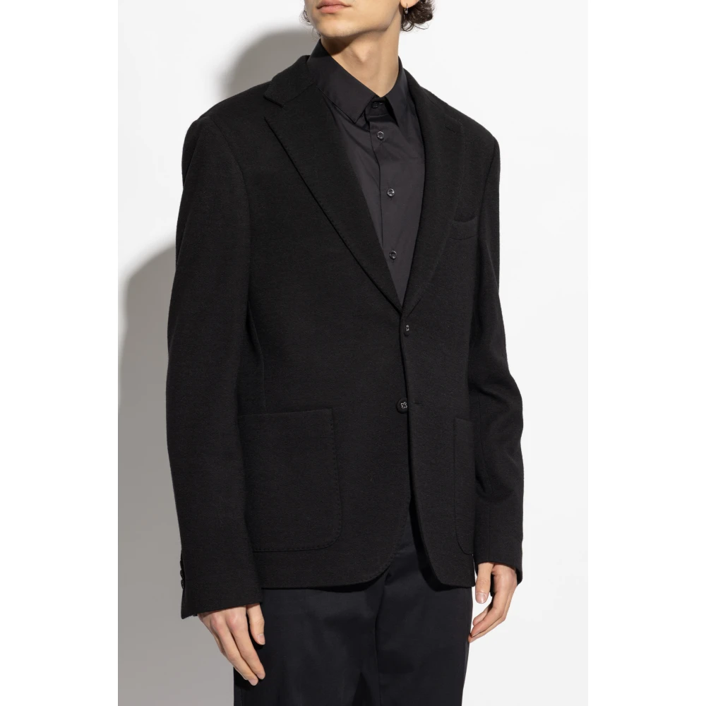 Officine Générale Blazer met wollen afwerking Black Heren