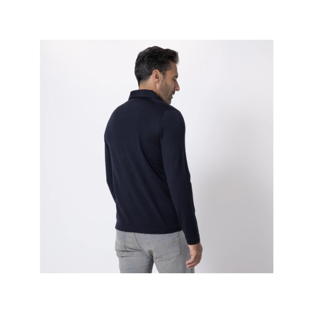 Gran Sasso Navy Blue Lange Mouwen Shirt Blue Heren