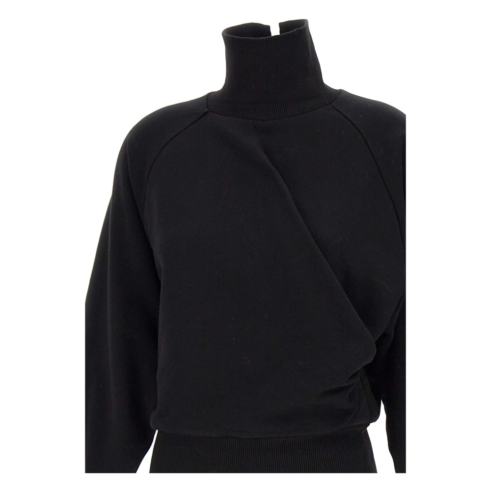 closed Zwarte katoenen sweatshirt met hoge kraag Black Dames