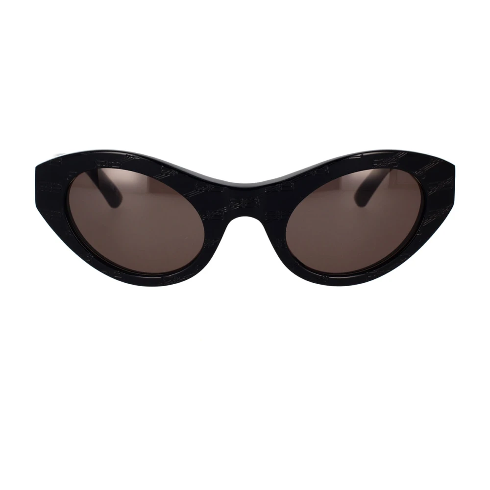 Balenciaga Unisex Ovala Solglasögon med Lasergraverad BB-logotyp Black, Unisex