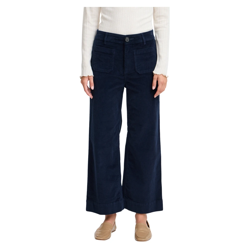 B.Young Wijde Corduroy Broek Blue Dames
