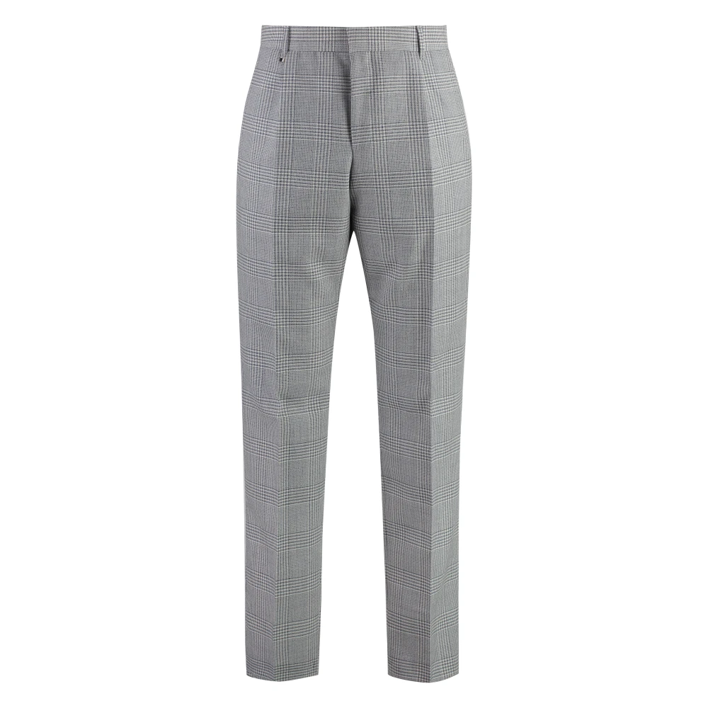 Hugo Boss Houndstooth Wool Trousers White Heren
