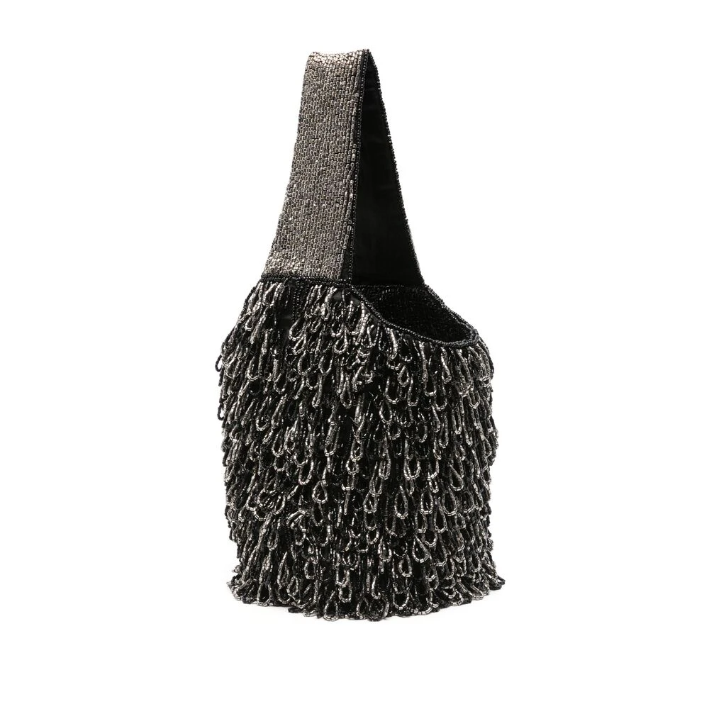 Staud Kralen Zwarte Handtas met Logodetails Black Dames