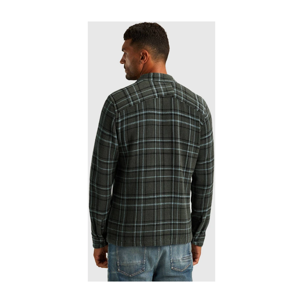 Cast Iron Check Regular Lange Mouw Overshirt Blue Heren