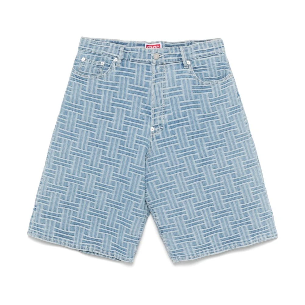 Kenzo Blauwe Knoopsluiting Shorts Klassieke Zakken Blue Heren
