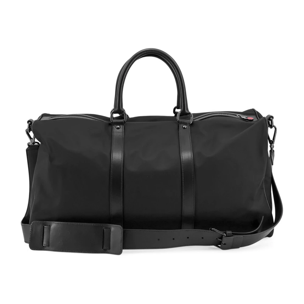 Kiton Nylon Duffeltas met Leren Inzetstukken Black Heren