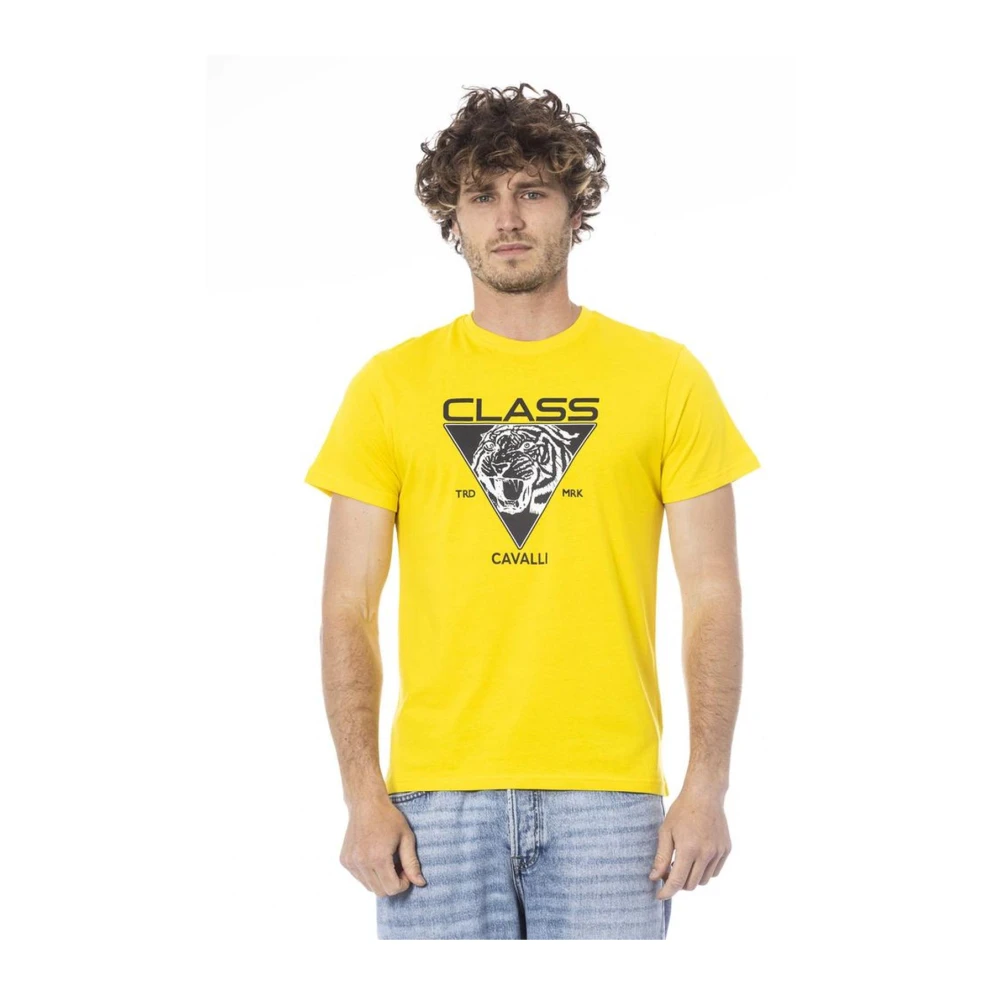 Cavalli Class Korte mouw met logo print T-shirt Yellow Heren