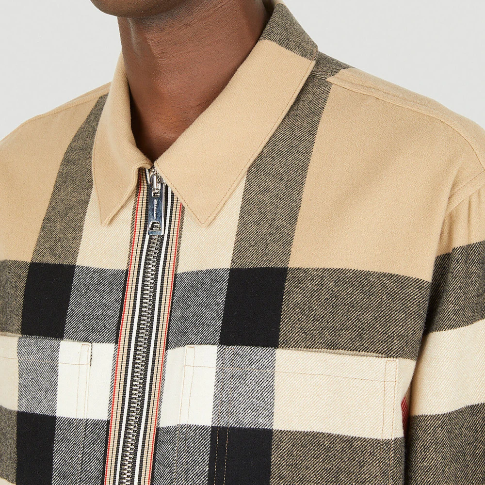 Burberry Hague Zip Front Overshirt Beige Heren