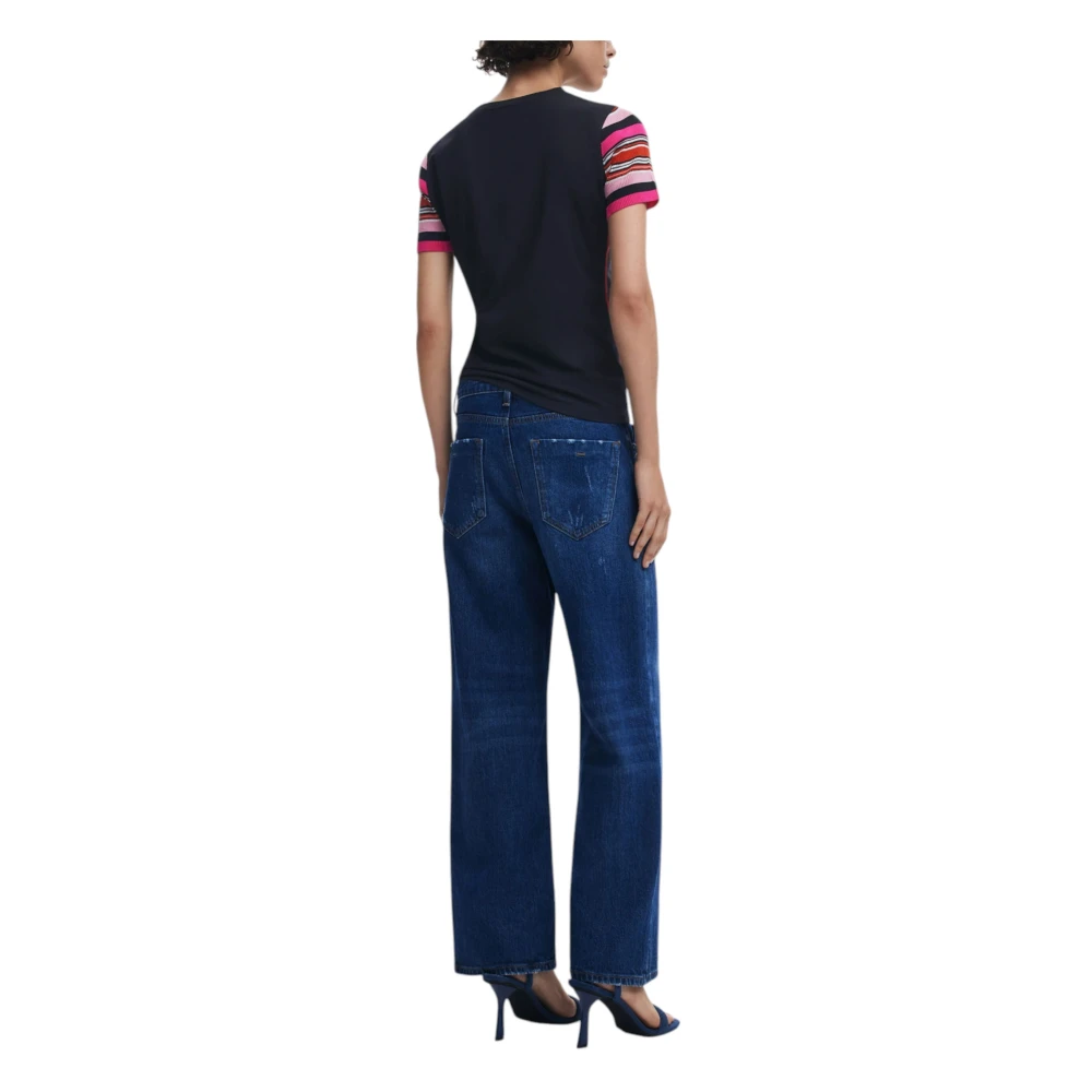 Desigual Zwart Bedrukt T-shirt Korte Mouw Black Dames