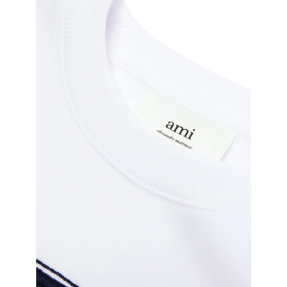Ami Paris Witte katoenen crewneck sweater White Heren