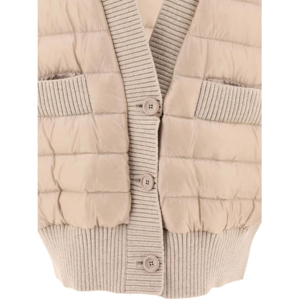 Herno Beige Cardigan Donsjas met Zakken Beige Dames