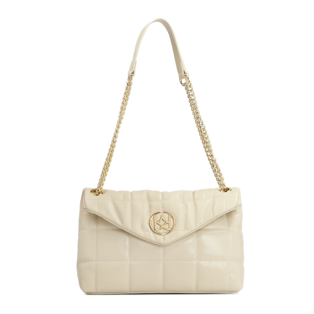 Kazar Leren kettinghandtas versierd met quilten Beige Dames