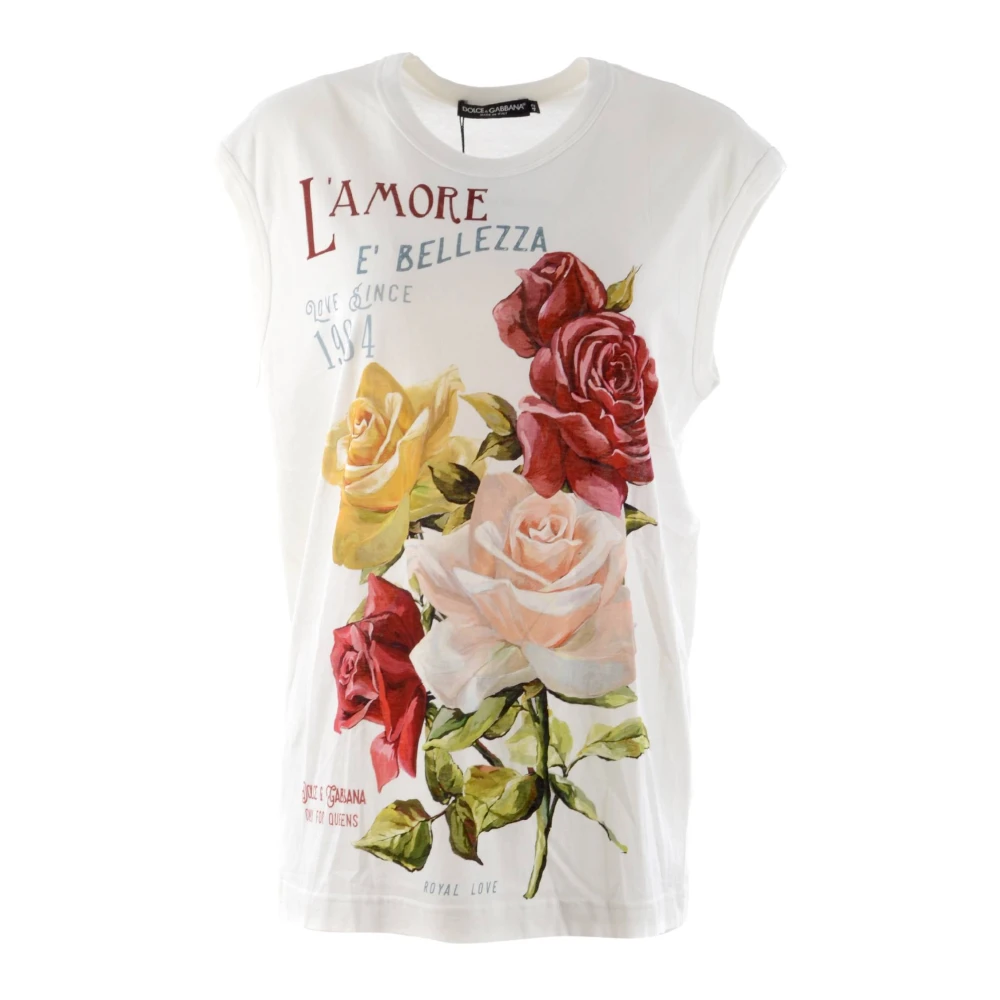 Dolce & Gabbana L'Amore È Bellezza Mouwloos T-shirt voor Vrouwen White Dames