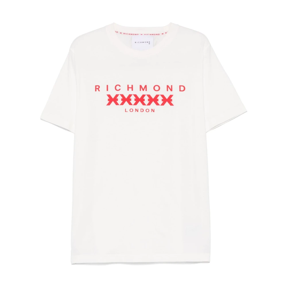 John Richmond Witte Crew Neck T-shirts en Polos White Heren