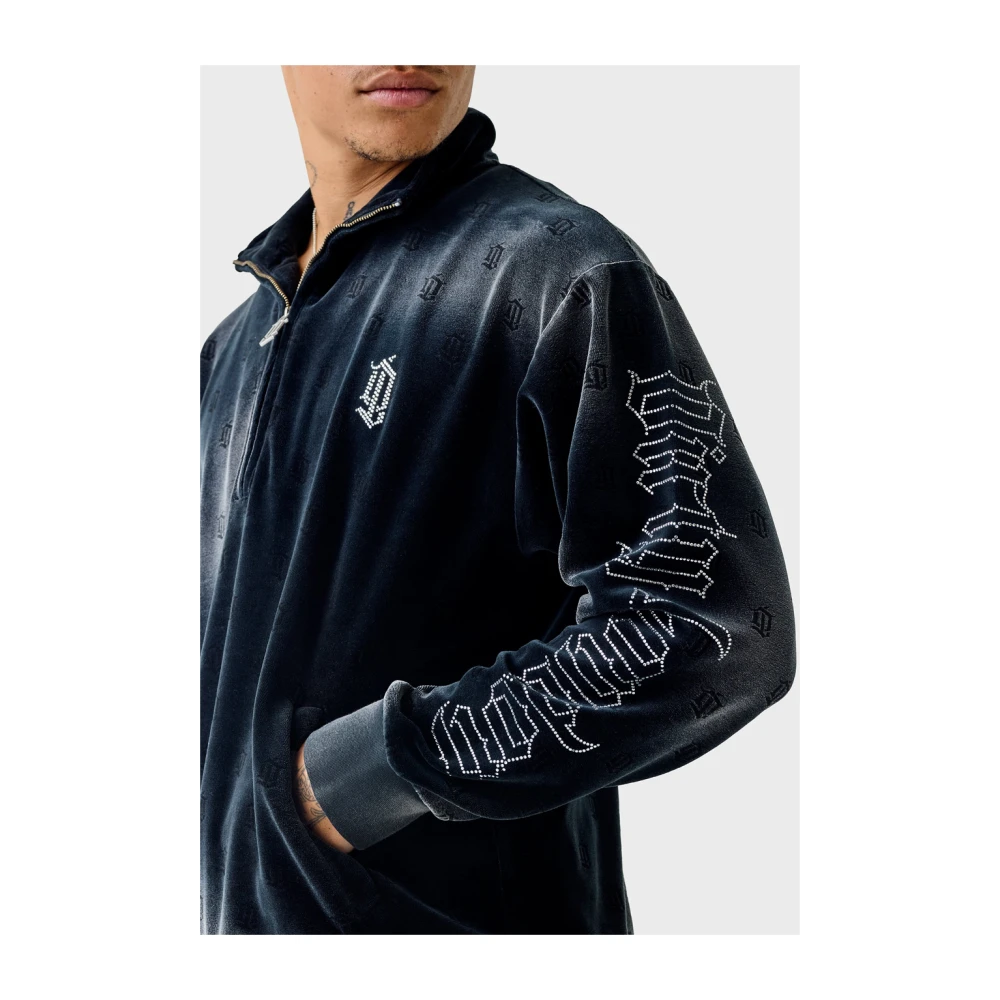 Juicy Couture Zwarte Velours Half Zip Track Jas Black Heren