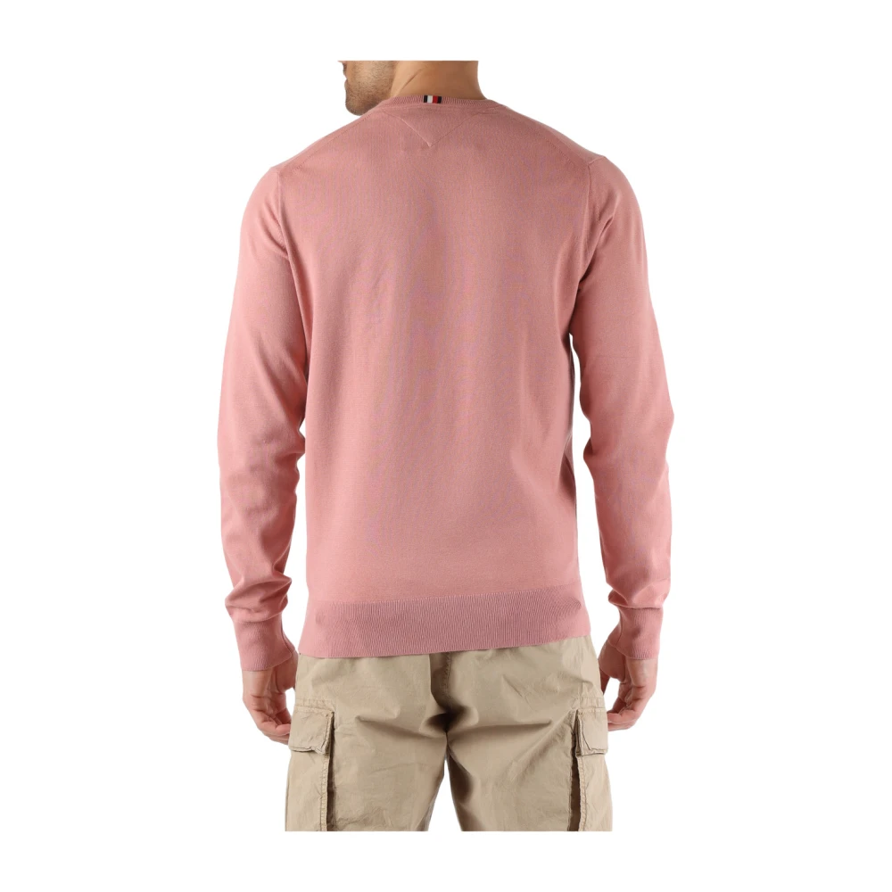 Tommy Hilfiger Katoenen crewneck trui met logo borduurwerk Pink Heren