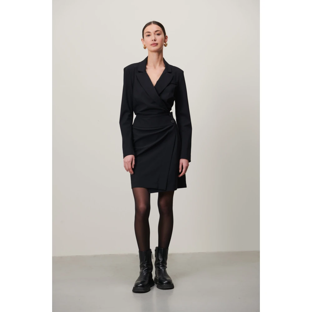 Jane Lushka Stijlvolle Zwarte Blazer Jurk Black Dames
