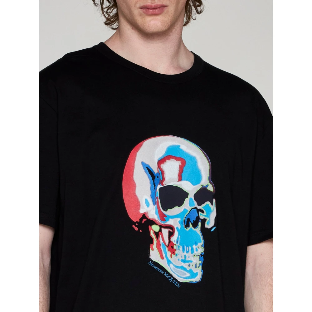 alexander mcqueen Skull Print Katoenen T-shirt Black Heren