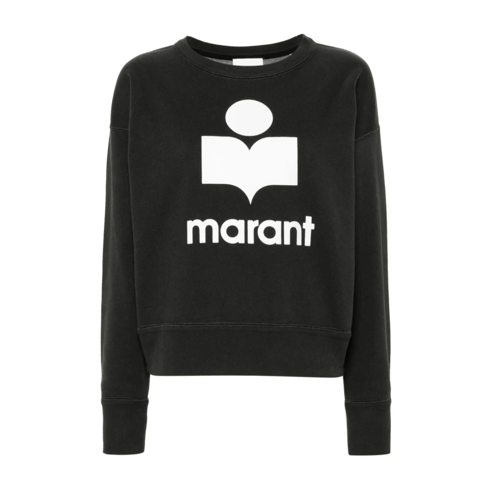 Isabel Marant Étoile Sweatshirt met Flocked Logo in Vervaagd Katoenmengsel Black Dames