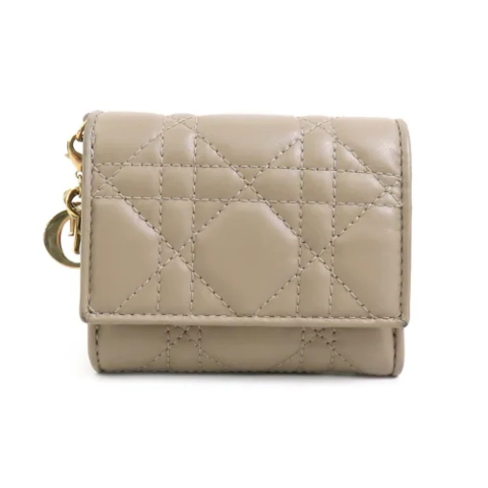 Dior Vintage Pre-owned Leather wallets Beige Dames