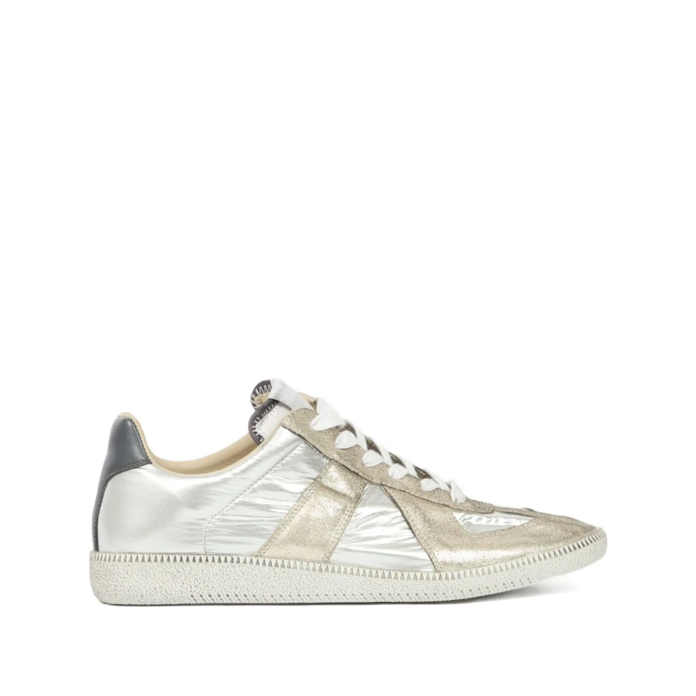 Maison Margiela Grijze Sneakers met Goudkleurige Panelen Heren Schoenen Grijs