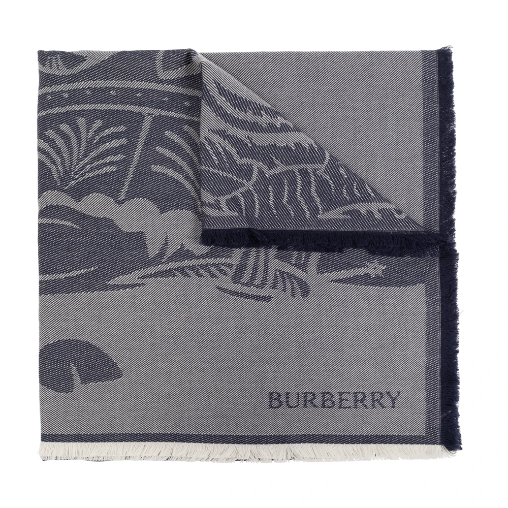 Burberry Sjaal met logopatroon Blue Unisex