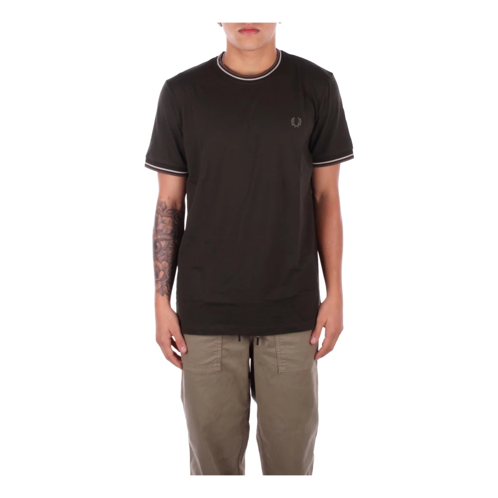 Fred Perry Groene Logo T-shirt en Polo Brown Heren
