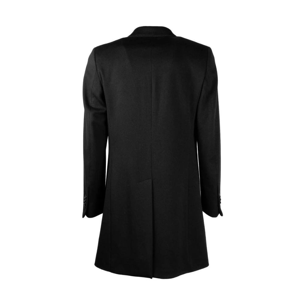 Made in Italia Elegante Zwarte Wollen Jas voor Mannen Black Heren
