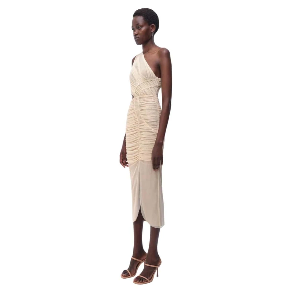 Simkhai Doorschijnende Overlay Midi Jurk met Uitsnede Beige Dames