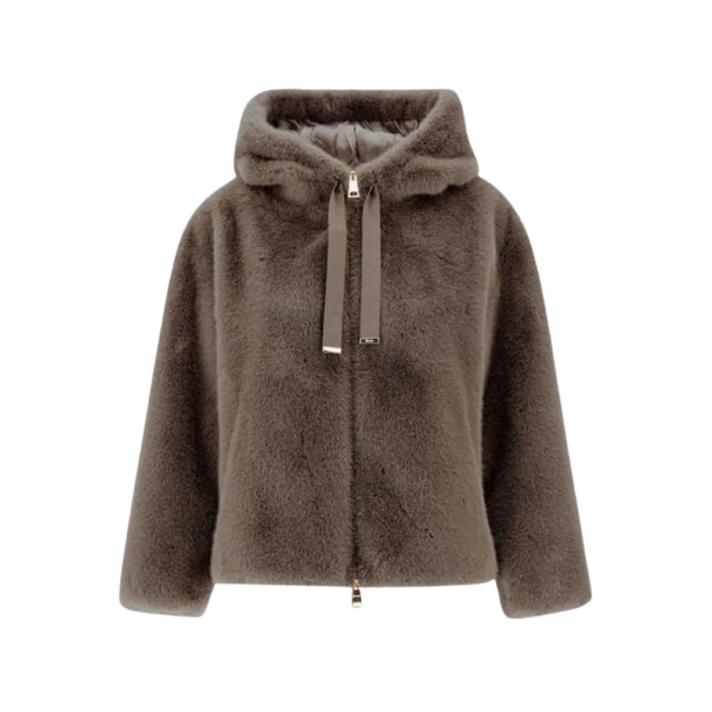Herno Relaxed Fit Hooded Zip-Up Jas Gray Dames