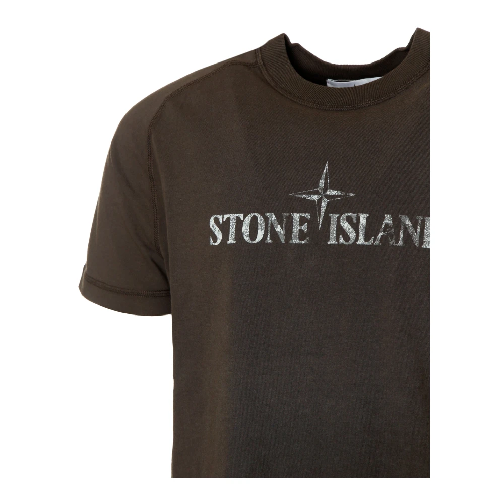 Stone Island Casual Logo Print T-Shirt Gray Heren