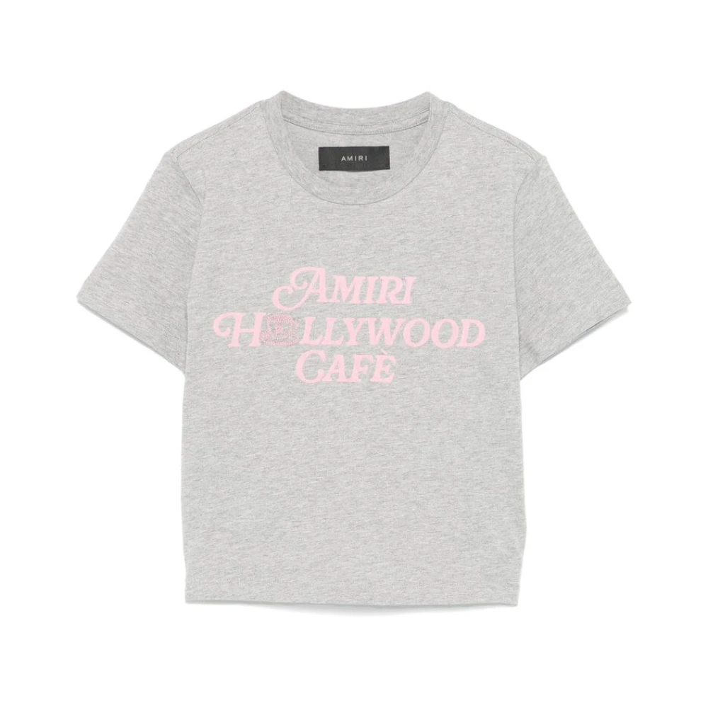 Amiri Grijze Crew Neck Korte Mouw T-shirt Gray Dames