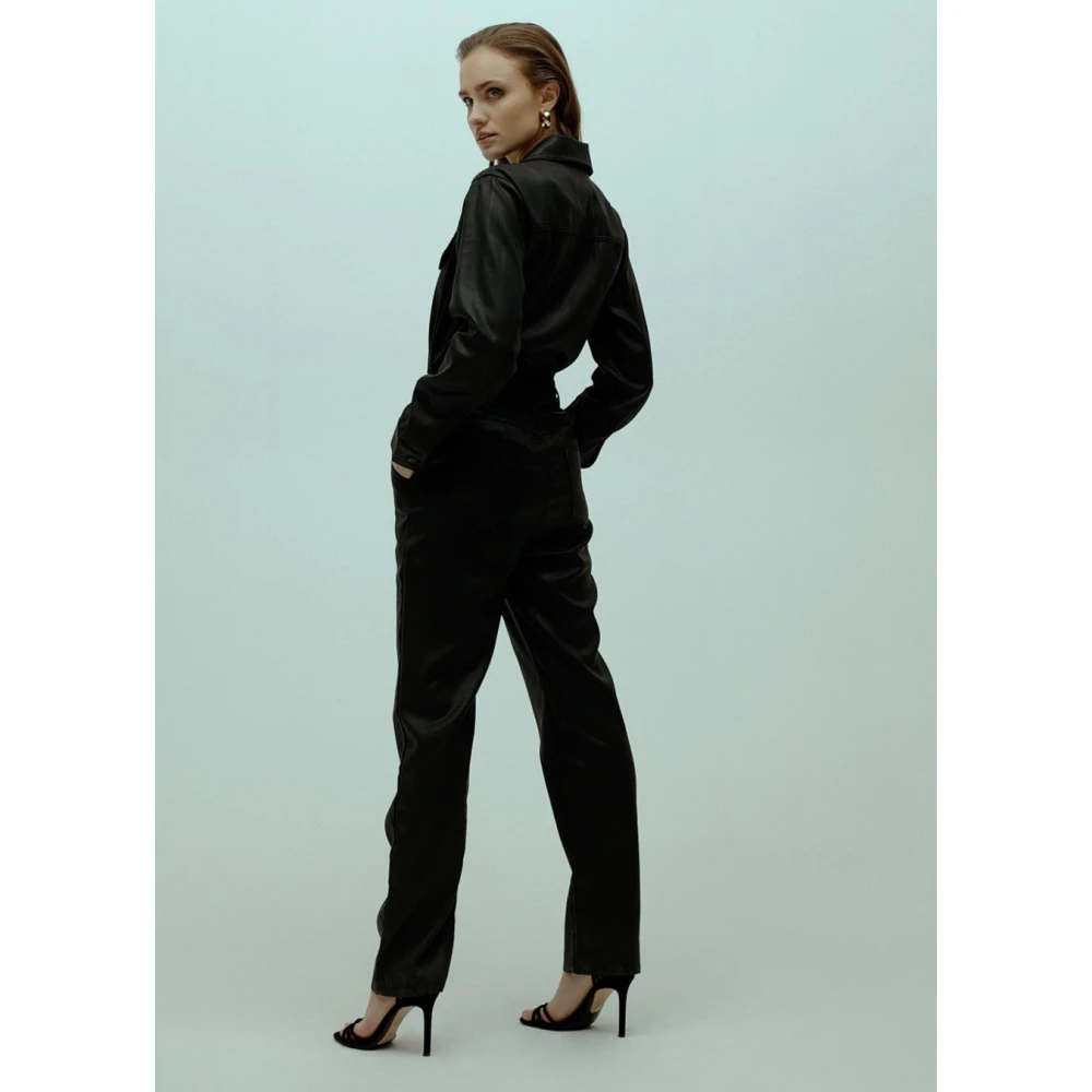 Homage Zwarte flowy coated jumpsuit met cross over stijl Black Dames