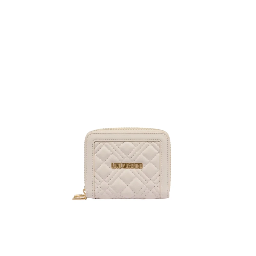 Love Moschino Goudkleurige Logo Portemonnee in Ivoor Beige Dames