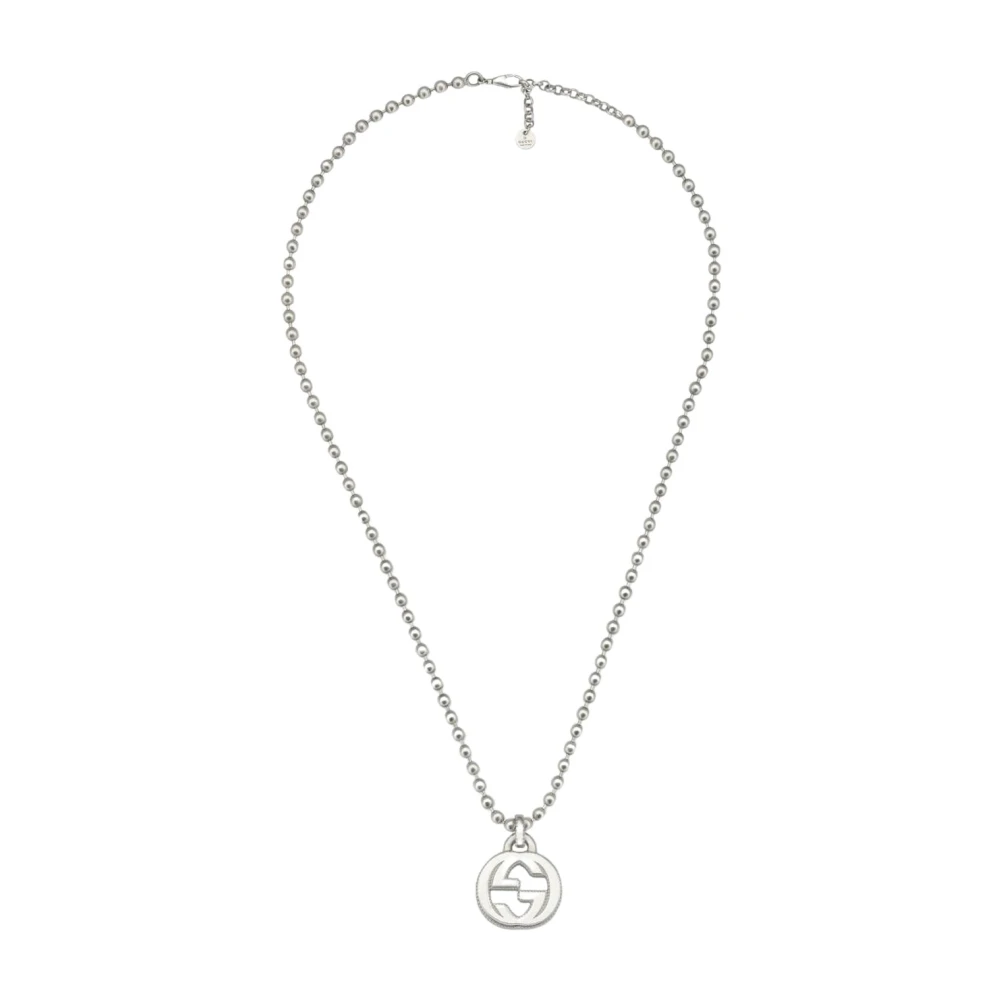Gucci Women's Gray Necklaces, One Size, Interlocking Pendant Necklace