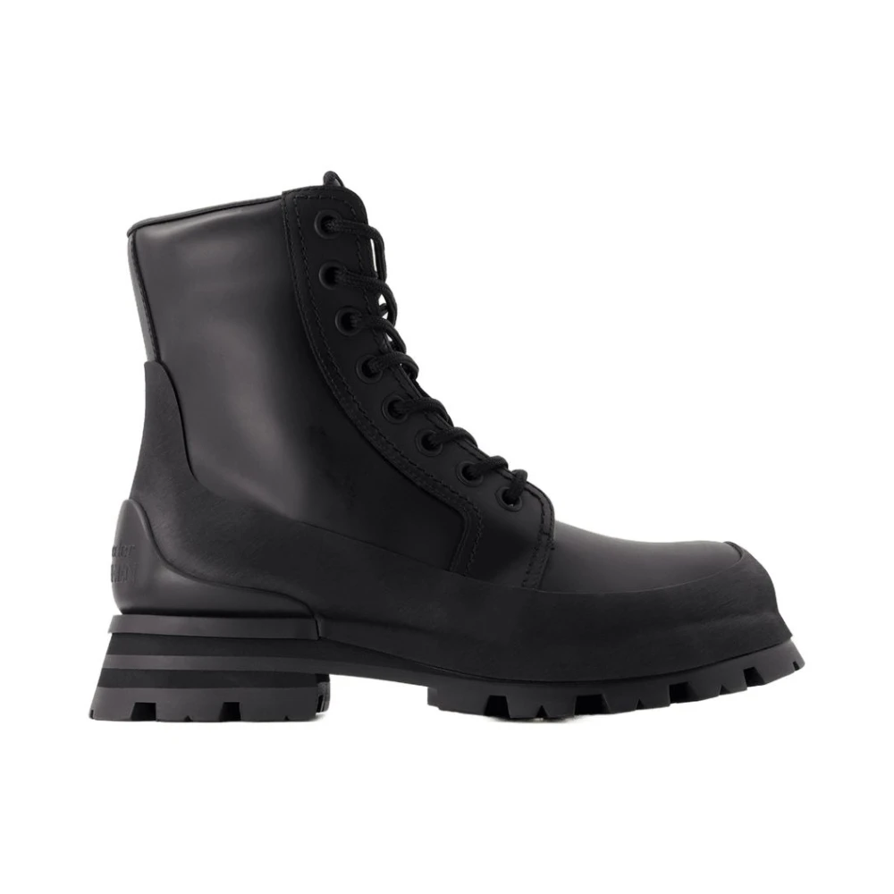 Alexander Mcqueen Men's Black Lace-Up Boots, 7 Uk, Wander Ankle Boots