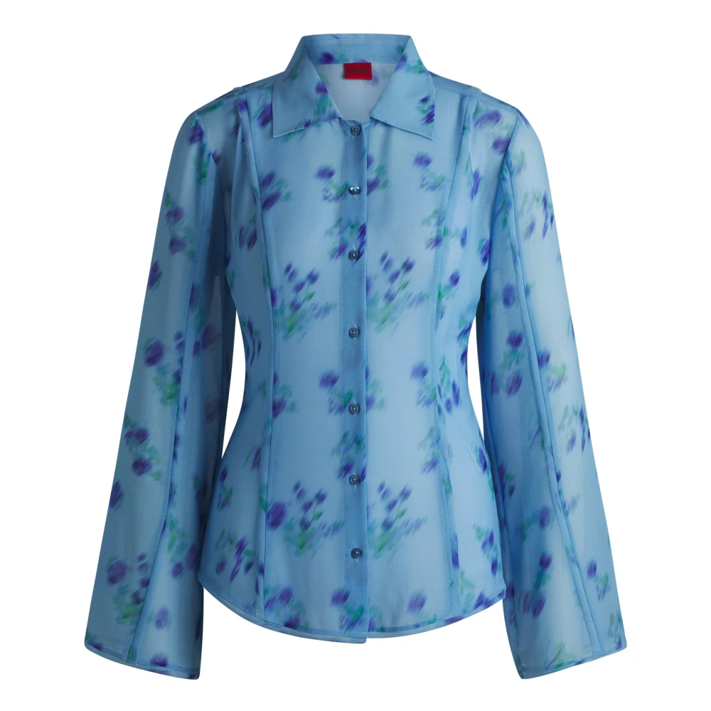 Hugo Boss Bloemenprint Damesblouse Blue Dames