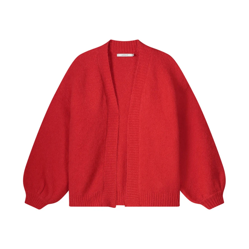 Summum Woman Gezellig Melange Gebreid Pofmouw Vest Red Dames
