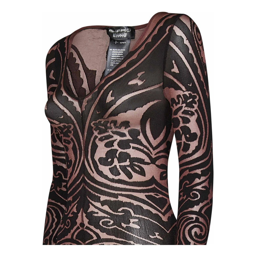 Wolford Bruine Paisley V-hals Jurk Brown Dames