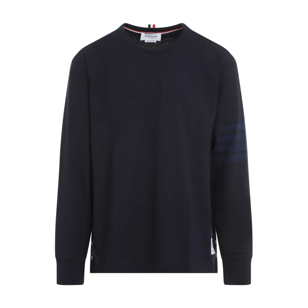 Thom Browne Blauw Gestreept T-shirt met Lange Mouwen Blue Heren