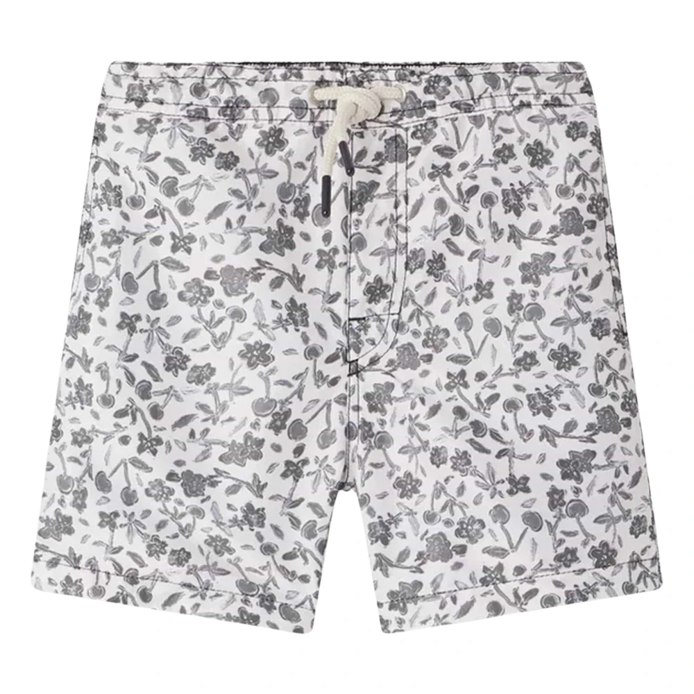 Bonpoint Boys Multicolor Shorts, 10 Y, Floral Swim Shorts With Cherry Pattern