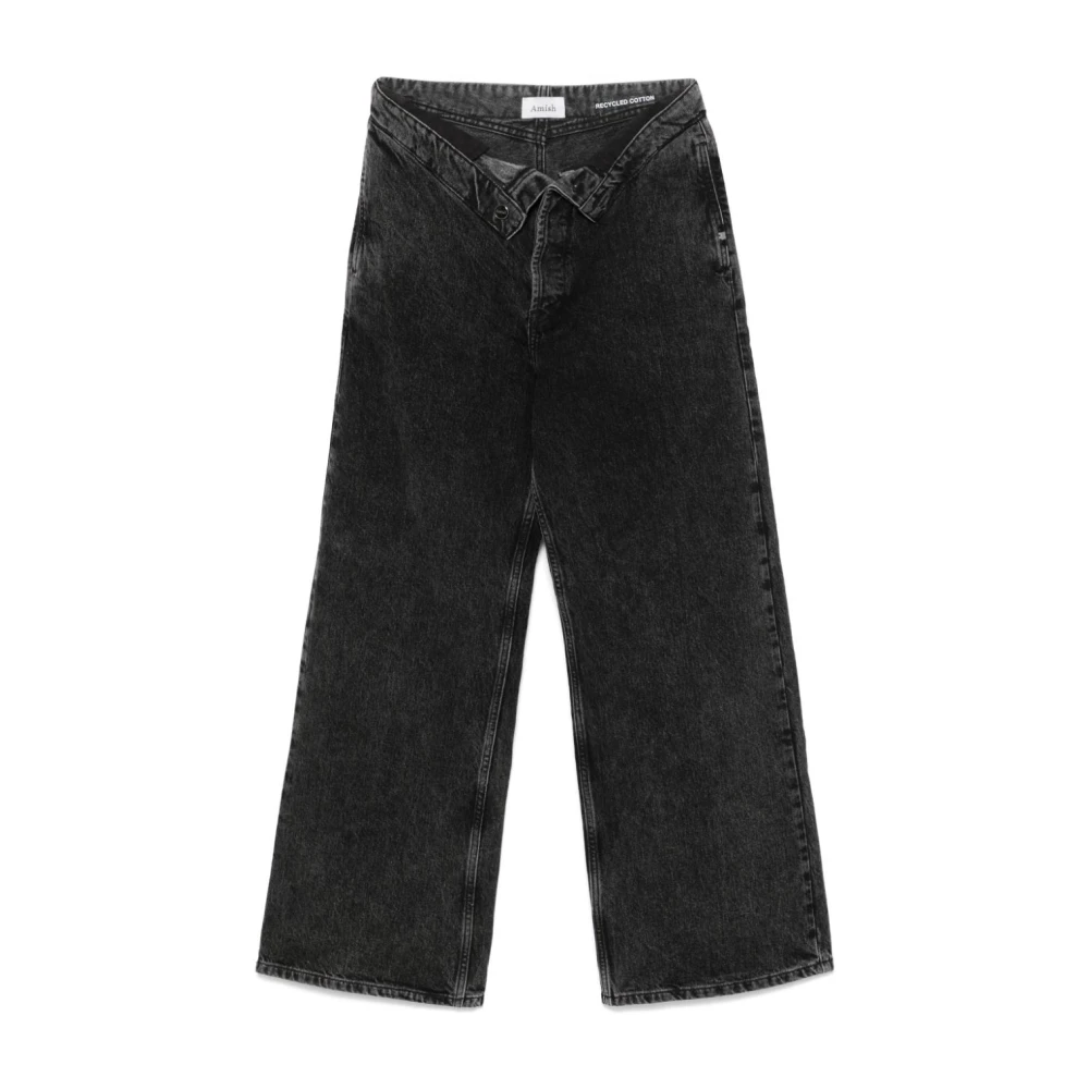 Amish Zwarte Denim Wijde Pijp Jeans Black Dames