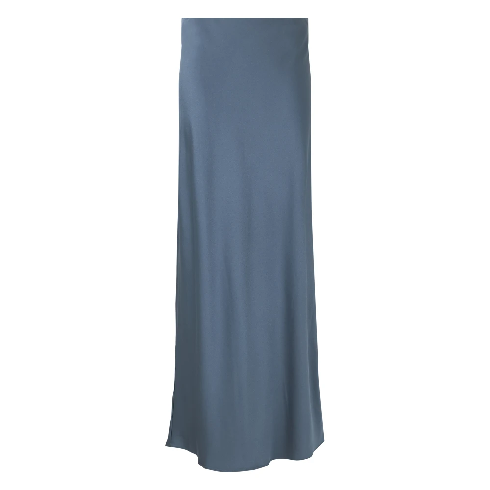 Vince Women's Blue Satin-Finish Asymmetric-Seam Skirt - Maxi Skirts - S - Skirts