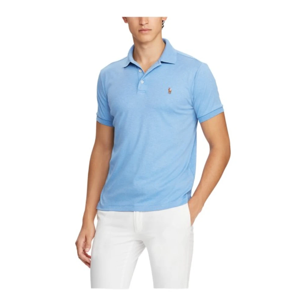 Polo Ralph Lauren Lichtblauwe Pima Katoen Korte Mouw Polo Blue Dames