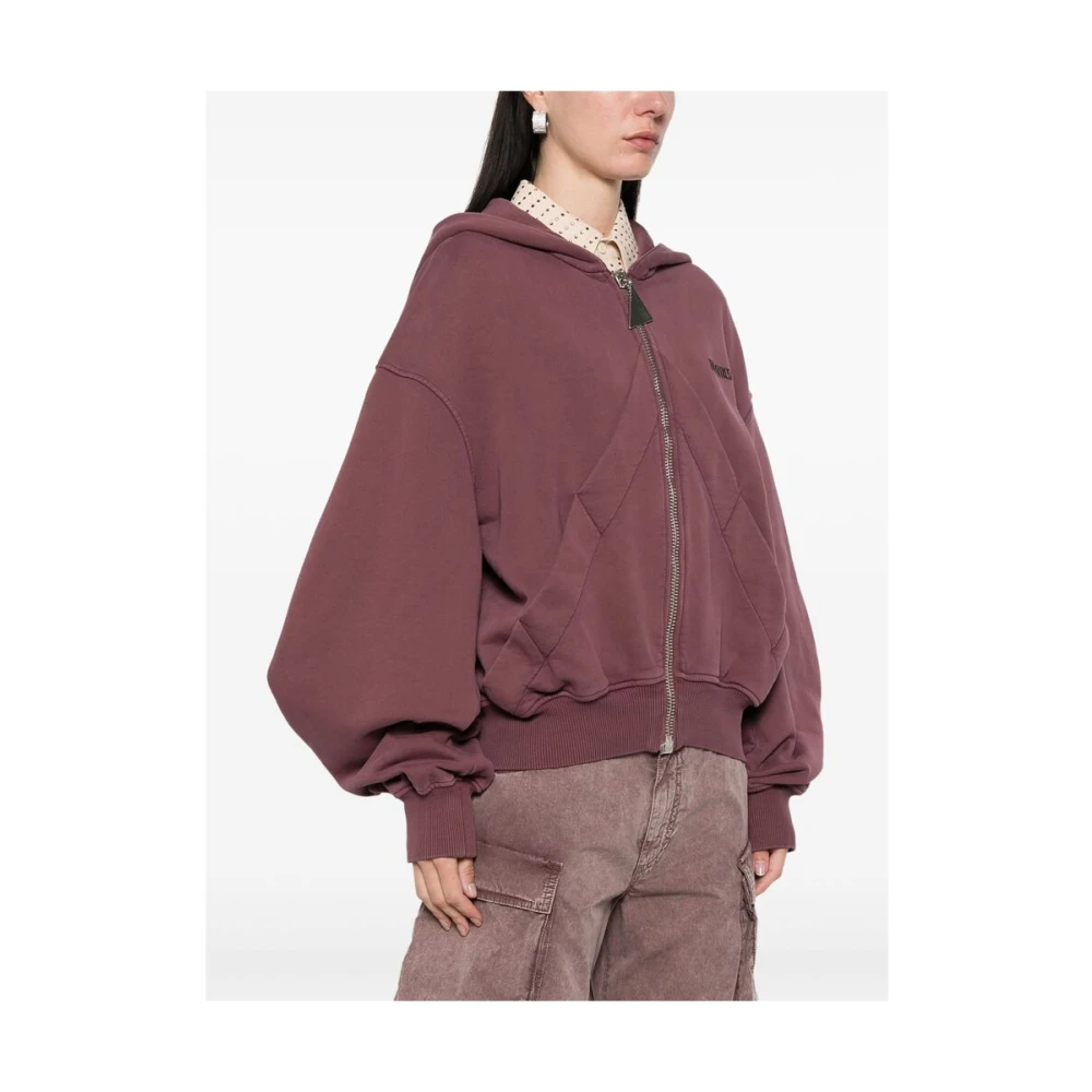 The Attico Mauve Front Zip Sweatshirt met Zakken Red Dames