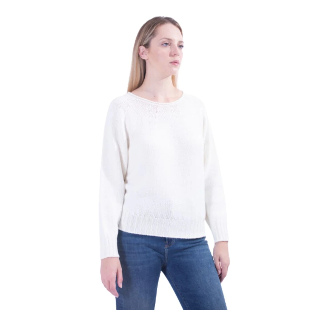 Liviana Conti Wijde Ronde Hals Merinowollen Trui White Dames