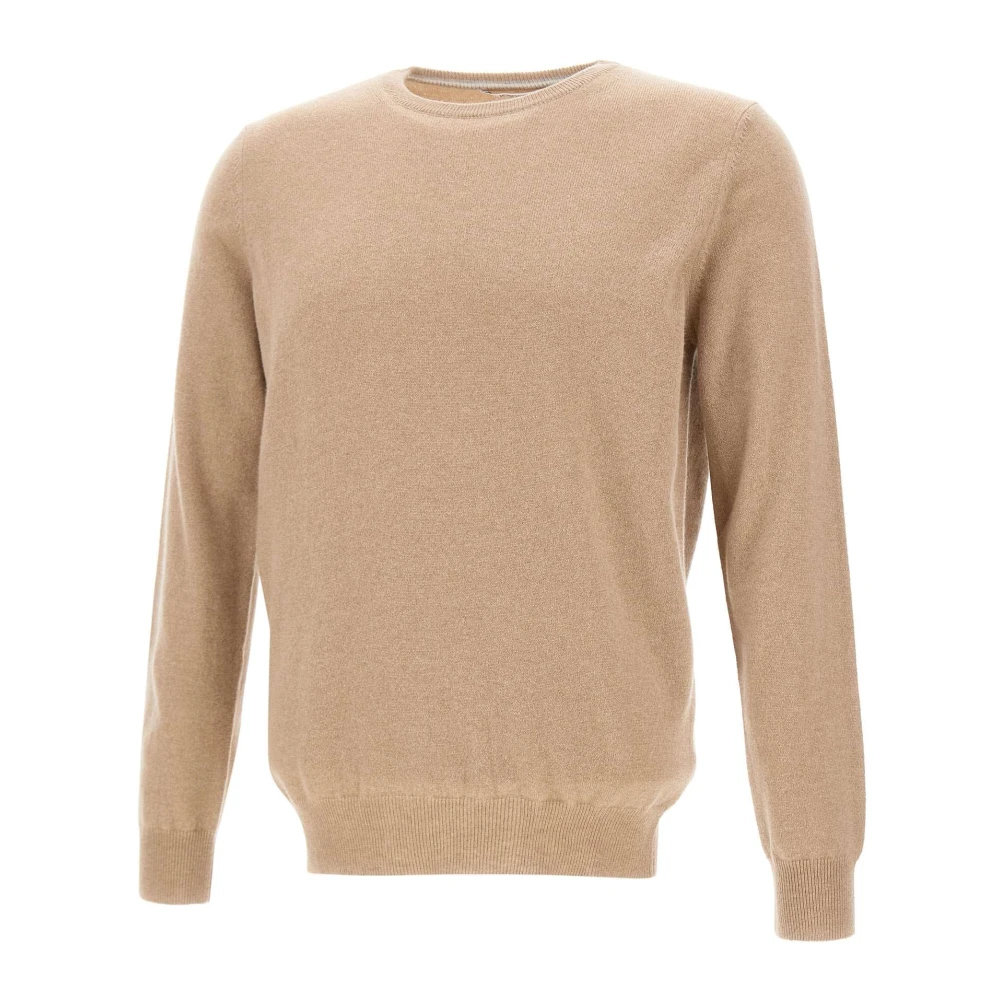 Kangra Men's Brown Cashmere Knitwear, Xl, Pure Cashmere Crew Neck Jumper