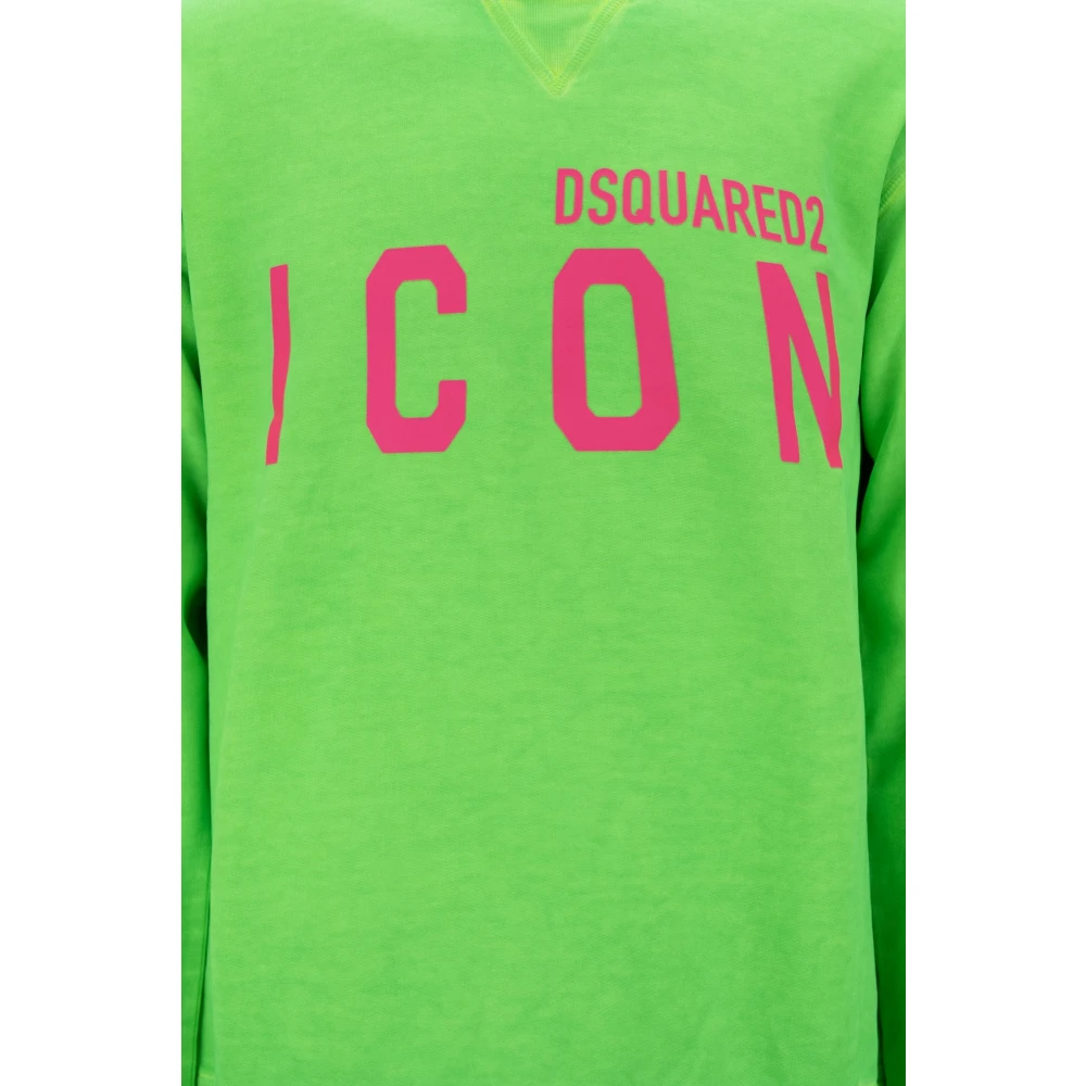Dsquared2 Heren Pullover Sweatshirt met 'Icon' Print Green Heren