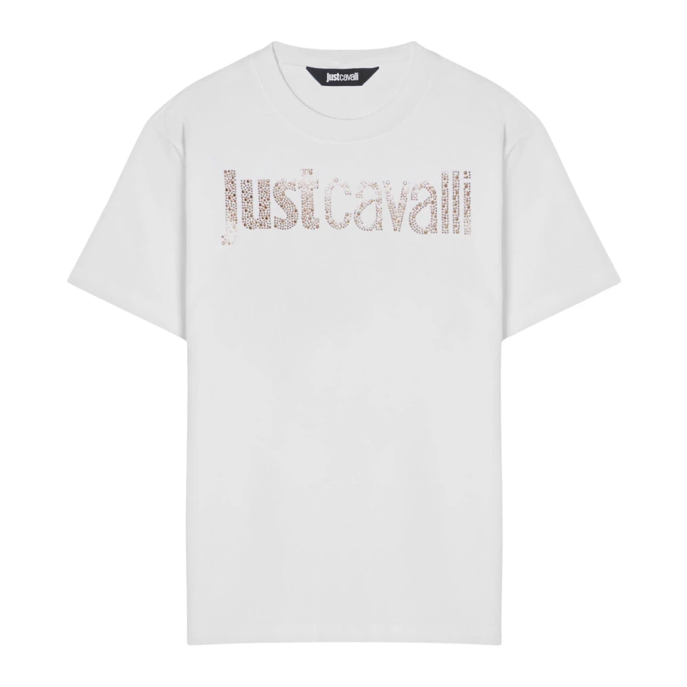 Just Cavalli Women's White T-Shirts, L, Cotton T-Shirt With Logo