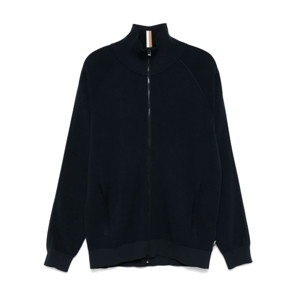Hugo Boss Donkerblauwe Gebreide Trui Aw24 Blue Heren